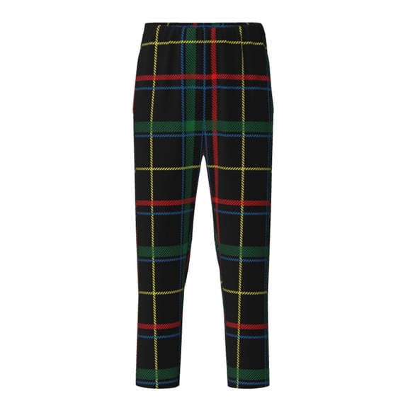Xecao Buffalo Plaid Dark Green Print Teenagers' Pajama Pants Long Sleep Pants Soft Elastic Waist Pajama Bottoms Elastic waist with 2 Pockets 5-16 Years-Medium