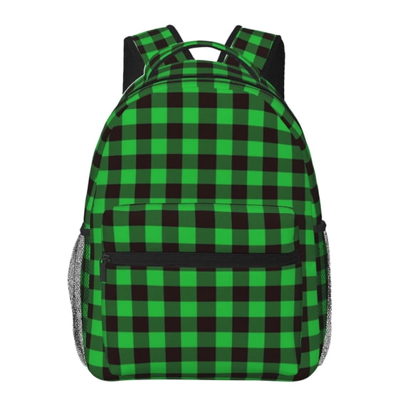 Xecao Buffalo Plaid Green Black Backpack, a stylish and functional choice for both men and women, is the perfect basic bookbag for college, work, or travel