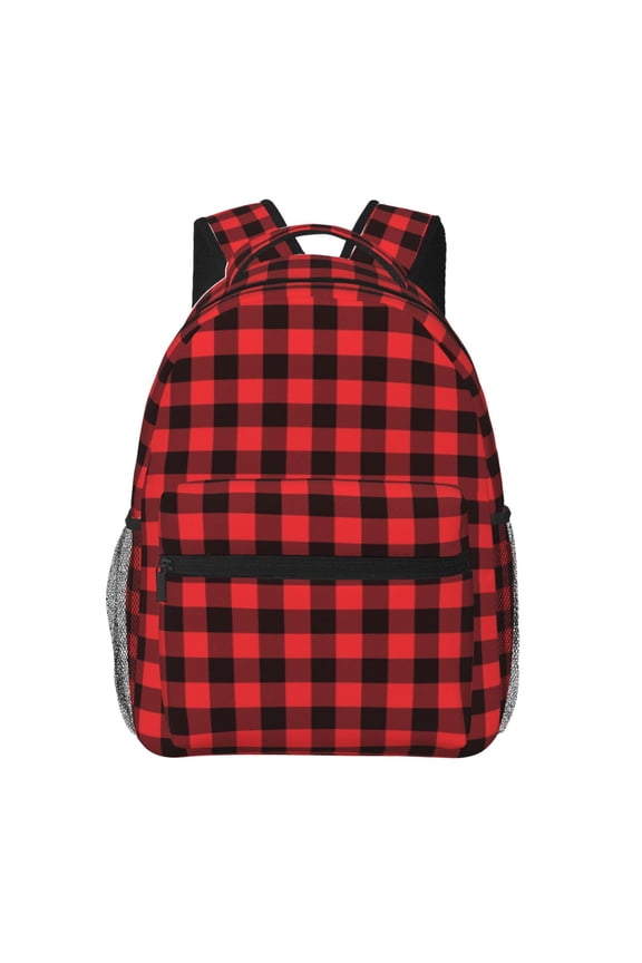 Buffalo Plaid Red Black Backpack, a stylish and functional choice for both men and women, is the perfect basic bookbag for college, work, or travel