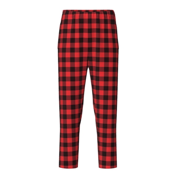 Xecao Buffalo Plaid Red Black Print Teenagers' Pajama Pants Long Sleep Pants Soft Elastic Waist Pajama Bottoms Elastic waist with 2 Pockets 5-16 Years-XS(5-6)