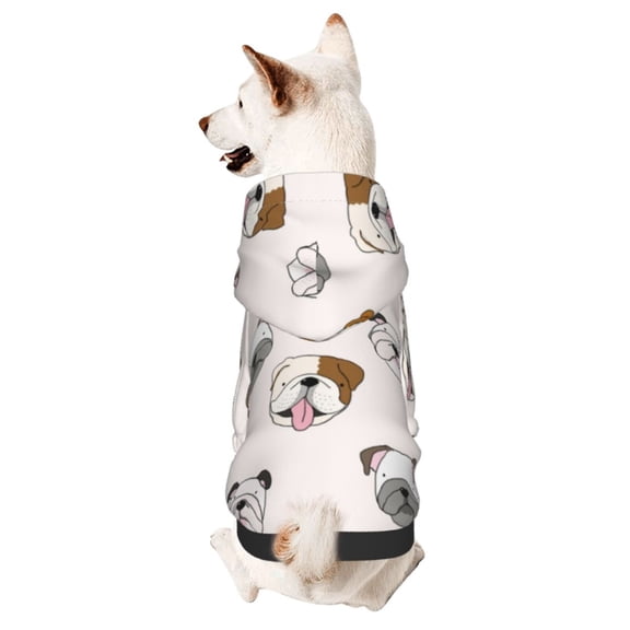 Xecao Bulldog Face Pattern Sweatshirts Winter Pet Dog Hoodie Puppy Coat Dog Sweaters Dog Clothes with Hat Dog Clothes Costume Outfit,Small Pets Wear-XX-Large