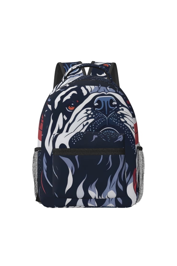 Bulldog with Forest Flag Print Casual Backpack: A Computer Backpack Ideal for Men and Women, Perfect for College, School, or Daily Travels-One Size