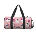 thumbnail image 1 of Xecao Bulldog print Round Travel Duffel Bag is a foldable gym bag with an inner pocket, perfect for travel sports, 1 of 8