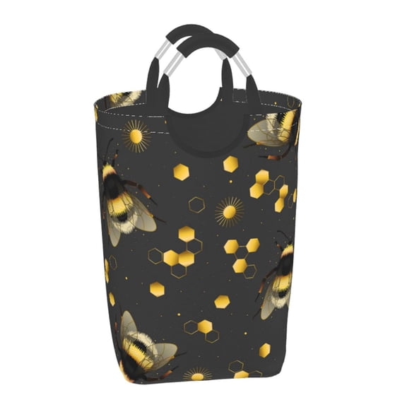Xecao Bumblebee for Laundry Basket,Collapsible Large Laundry Hamper,Wash Bag for Laundry Room, Rolling Laundry Basket with Handles