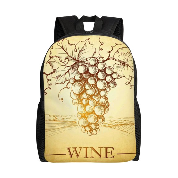 Xecao Bunch of Grapes Print School Backpack with Laptop Compartment Small Travel Laptop Backpack for Women Men Waterproof College Backpack Simple School Bag