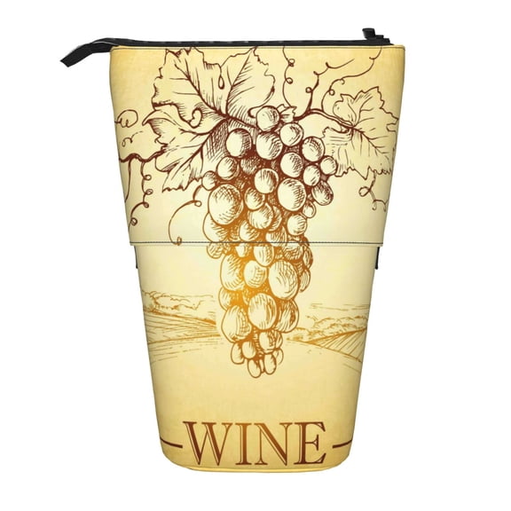 Xecao Bunch of Grapes Print Telescopic Pencil Bag Pen Holder Pop Up Stationery Case Stand-up Retractable Transformer Bag Standing Organizer