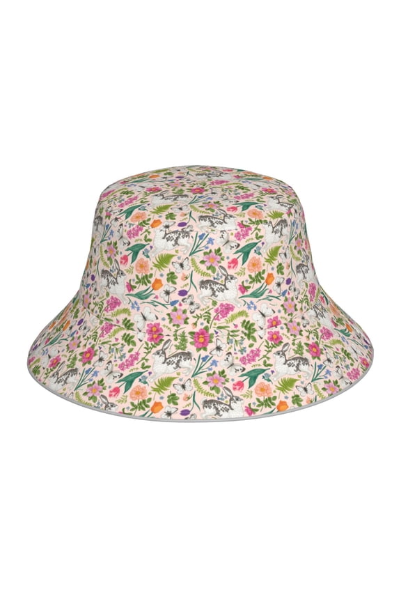 Bunny Floral Print Men and Women Night Reflective Hat Runner Cap Visor Bucket Hat Boonie Cap