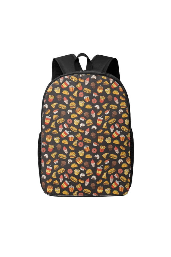 Burger Fries print Travel Backpack, Large Computer Backpack for Men Women, College School Rucksack Book Bag