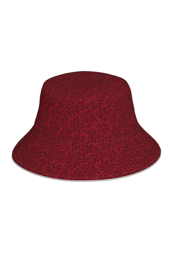 Burgundy Floral Print Men and Women Night Reflective Hat Runner Cap Visor Bucket Hat Boonie Cap