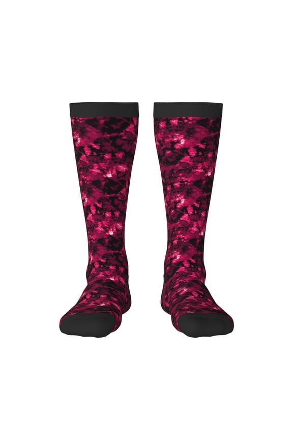 Burgundy Tie Dye Print Compression Socks for Both Men And Women for Running, Travel, Flight, Nurse
