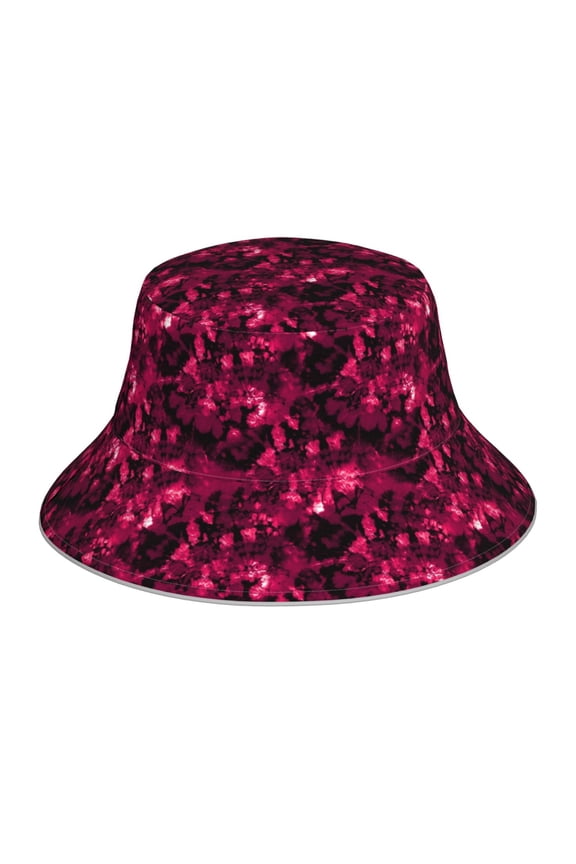 Burgundy Tie Dye Print Men and Women Night Reflective Hat Runner Cap Visor Bucket Hat Boonie Cap