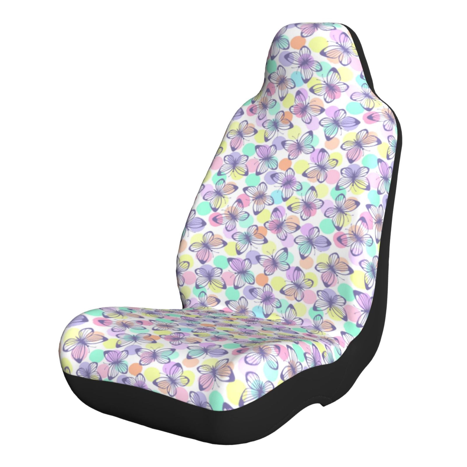 Blue Polka Dots Butterfly Print Car Seat Covers