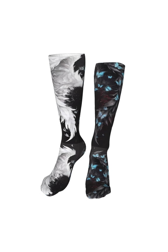 Butterfly Angel Wings Art Print Calf Socks Seamless Toe, Knee High Long Socks, Sports Socks Trouser Socks for Women and Men-One Size
