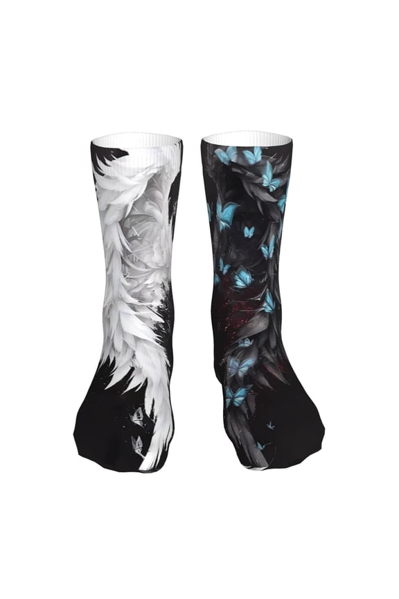 Butterfly Angel Wings Art Print Fashion No Heel Casual Crew Socks Cushioned Breathable for Men Women - Moisture wicking,Not easy to fade Suitable for daily