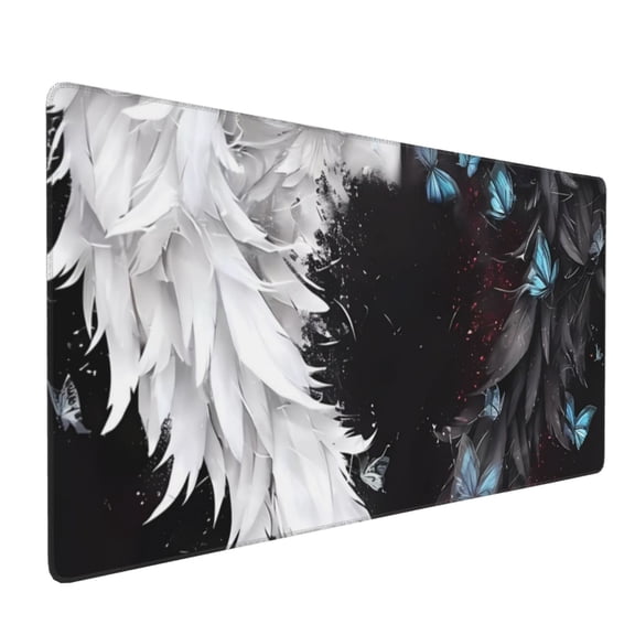 Xecao Butterfly Angel Wings Art Print Large Mouse Pad, 16x35.5in Mousepad, Professional Non-Slip Rubber Base Big Mouse Pad, Mouse Pad for Gaming & Office Full Desk Mouse Pad