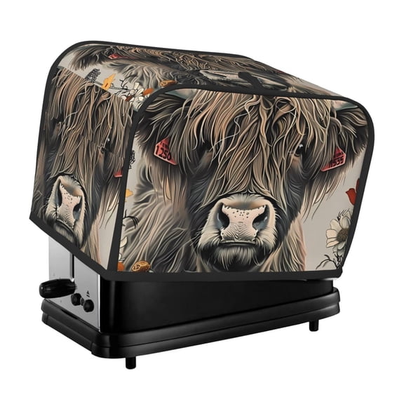 Xecao Butterfly Cow With Flowers Print 2 Slice Toaster Cover with Pockets, Small Appliance Cover, Dust and Fingerprint Protection, Machine Washable