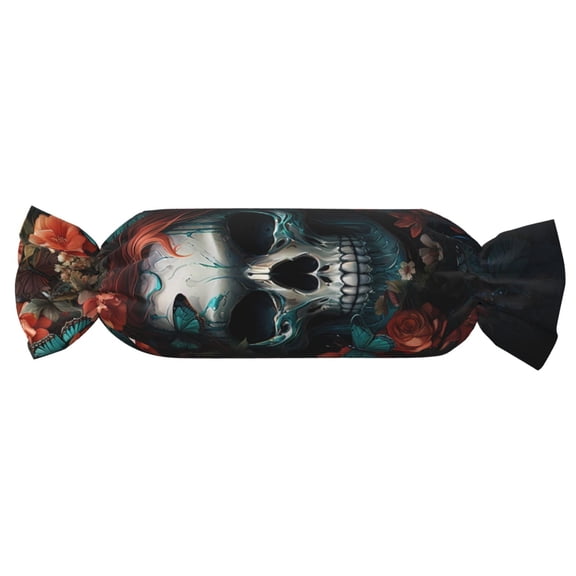 Xecao Butterfly Flower Skull Print+Candy-Inspired Plush Pillow for Men Women Suitable for Beds, Sofas, Game Rooms Drawstring Closure