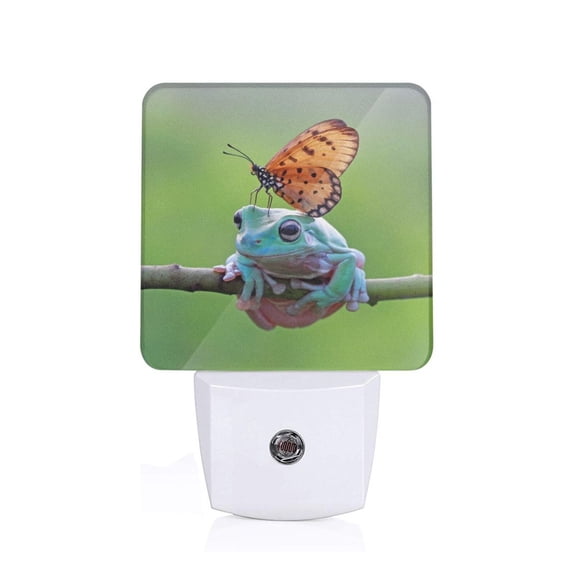 Xecao Butterfly Landing On Head Dumpy Frog for Night Light - a Wall-mounted LED Fixture with A Dusk-to-dawn Sensor, Ideal for Bedrooms, Bathrooms, Hallways, and Kitchens-US
