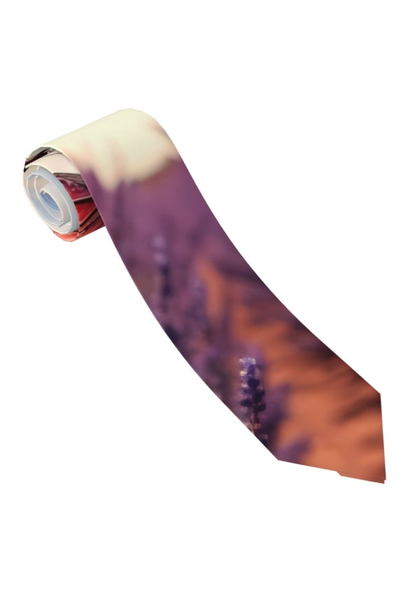 Butterfly Over Lavender Print Tie For Men Necktie Woven Jacquard Neck Ties,Classic Men's Tie