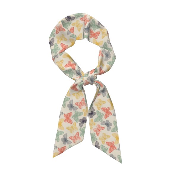 Xecao Butterfly Pattern Large Satin Head Scarf - Satin Hair Scarves Silk Bandana Scarf Headscarf Silk Feeling Scarf for Women