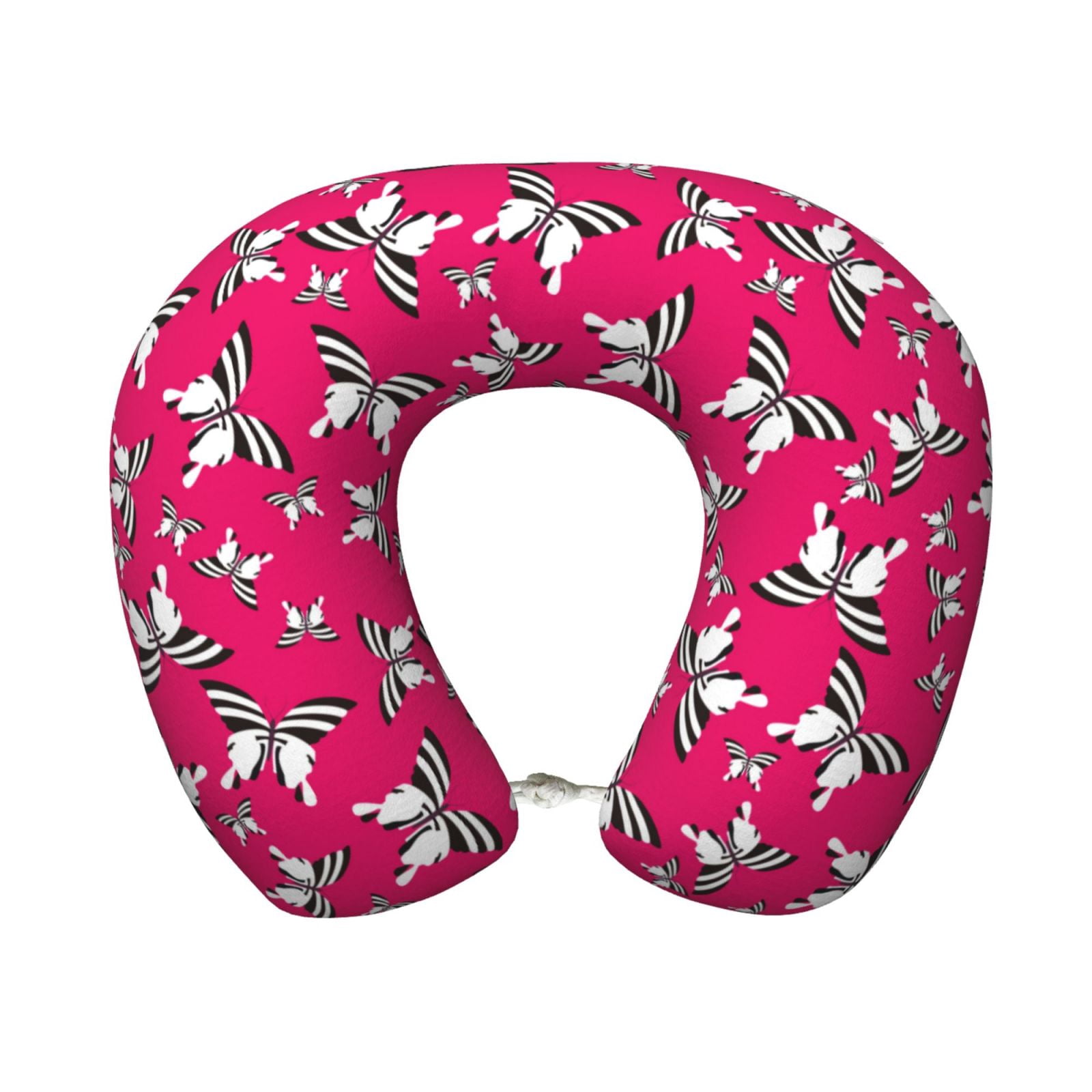 Xecao Butterfly Print Memory Foam Cervical Neck Pillow Versatile U-Shaped Pillows for Home,Office,Camping,Travelling,Soft Washable Cover