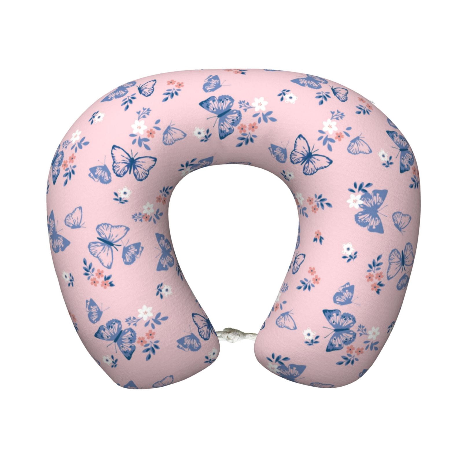 Xecao Butterfly Print Memory Foam Cervical Neck Pillow Versatile U-Shaped Pillows for Home,Office,Camping,Travelling,Soft Washable Cover