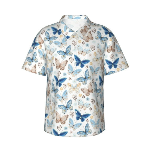 Xecao Butterfly print Hawaiian shirt - a stylish short-sleeve button-down for men, perfect for casual beach and tropical outings.