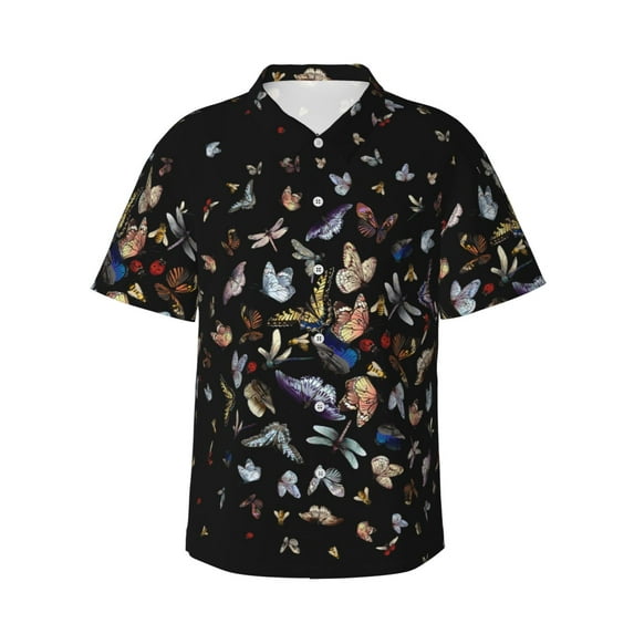 Xecao Butterfly1 print Hawaiian shirt - a stylish short-sleeve button-down for men, perfect for casual beach and tropical outings.