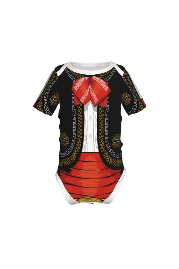 CHARRO SUIT Pattern Baby Climbing Bodysuit Short Sleeve Onesie Unisex 0-12 Months Baby Shirt Newborn Outfits Crotch snap design-18 Months