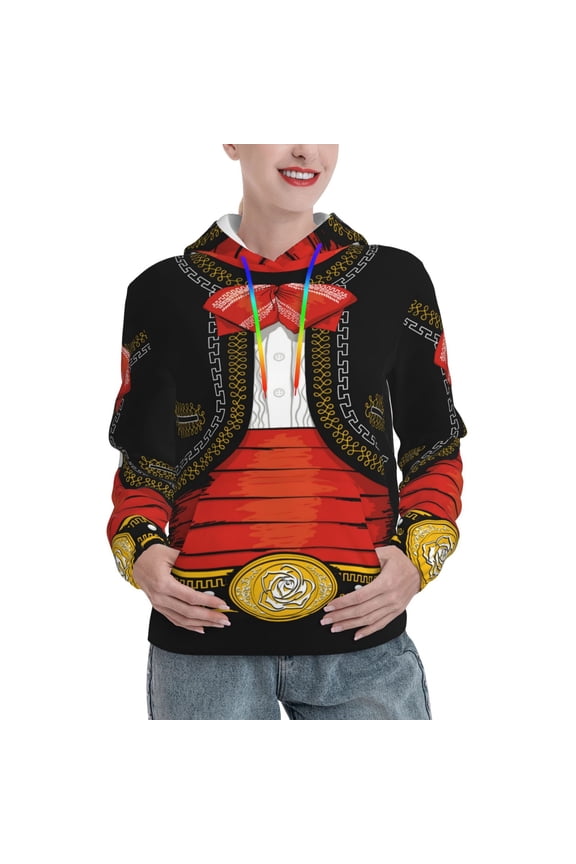 CHARRO SUIT Pattern Hoodies for Women Sweatshirts Long Sleeve Sweatshirts Pullover Outfits with Pocket-XX-Large