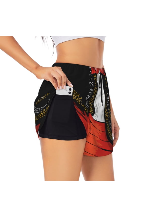 CHARRO SUIT for Double-layer Running Short for Women, Perfect for Gym, Tennis, and More, Featuring a Convenient Pocket-Small