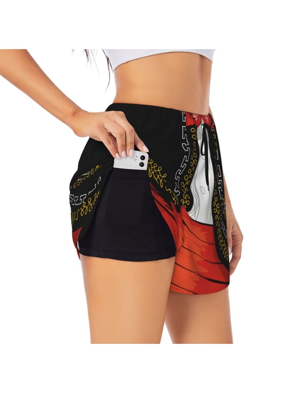 CHARRO SUIT for Double-layer Running Short for Women, Perfect for Gym, Tennis, and More, Featuring a Convenient Pocket-XX-Large