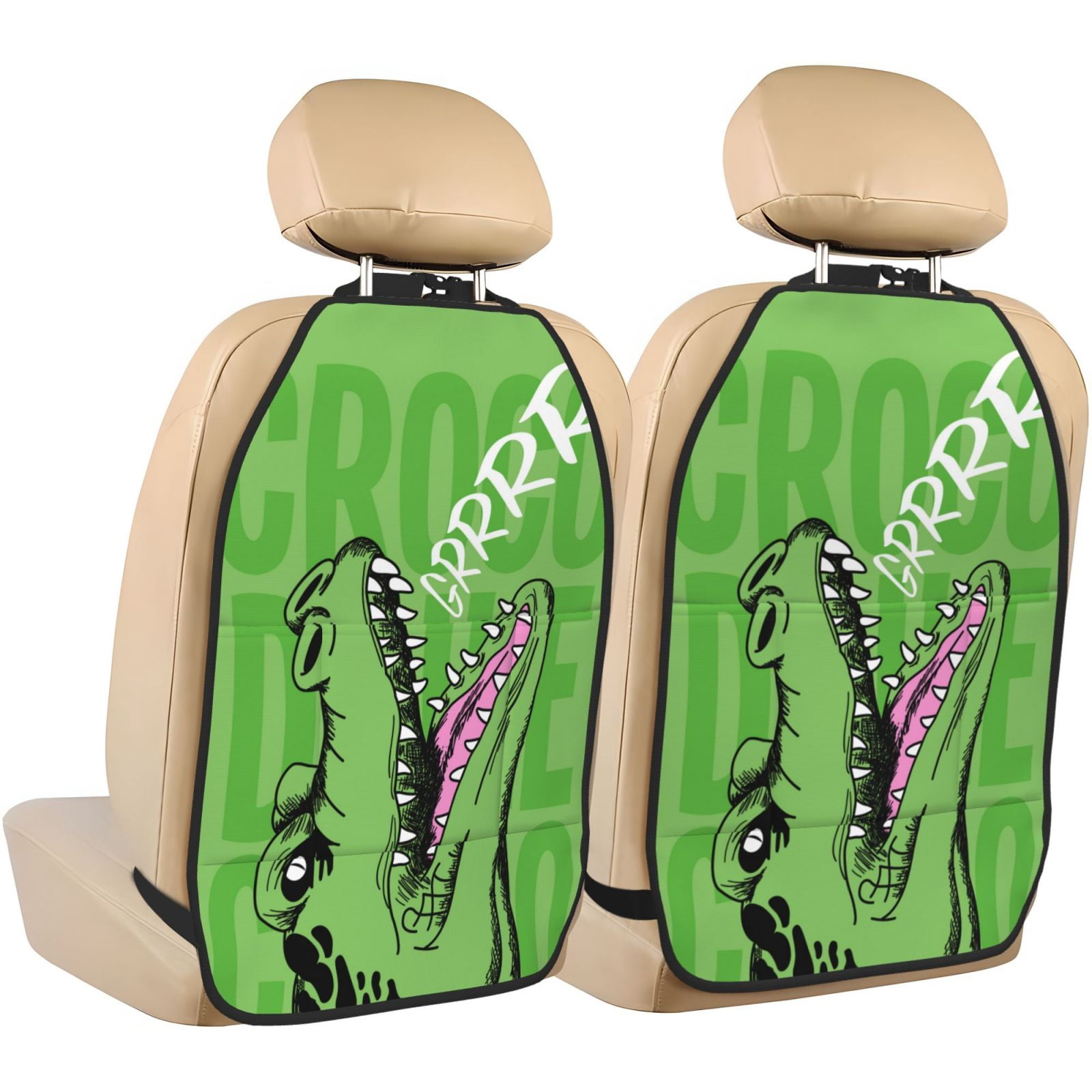 Xecao CROCODILE HEAD Pattern Car Seat Back Protector 2 Pack Large Capacity Pocket, Kick Mats Back Seat Protector