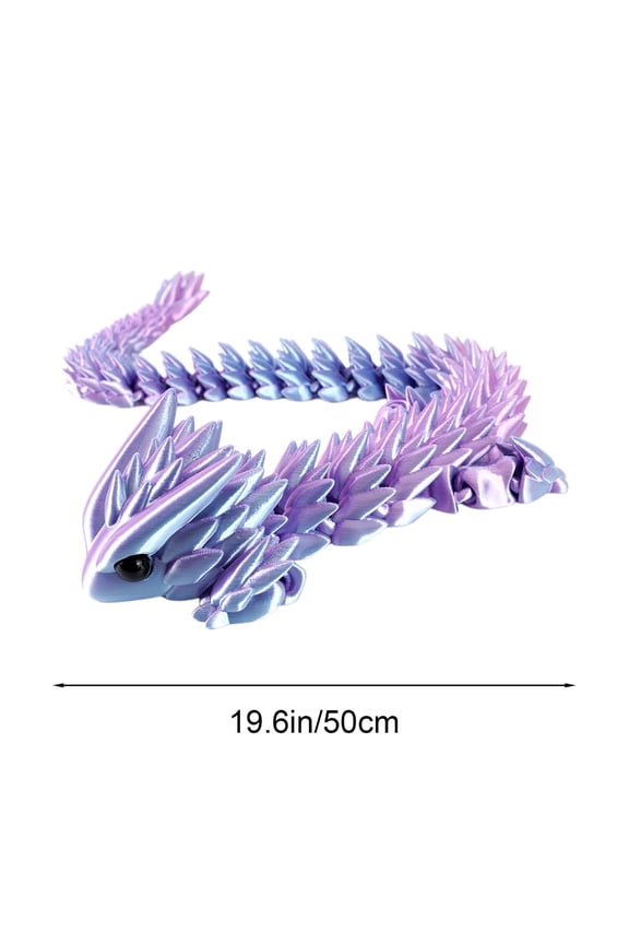 Movable Dragon Figurine Ornament 3D Printed Crystal Dragon with Simulation Eyes Unique Collectible Gift for Desk Home Office Fantasy Decor