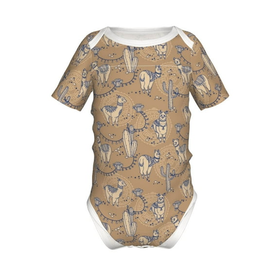 Xecao Cactus Alpaca Pattern Baby Climbing Bodysuit Short Sleeve Onesie Unisex 0-12 Months Baby Shirt Newborn Outfits Crotch snap design-18 Months