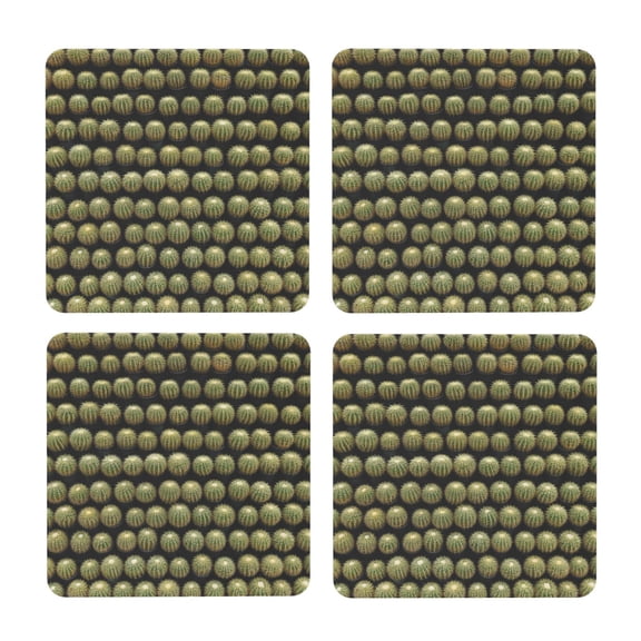 Xecao Cactus Farmland for MDF Cork Coaster 4 Pcs,Drink Coasters,Suit for House Warming Gifts New Home ,Coffee Table Decor-Square