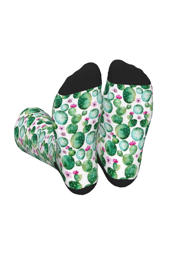 Cactus Plants Print Crew Socks for Men and Women, Men's Soft Moisture-wicking Sock