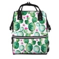 thumbnail image 1 of Xecao Cactus Plants print Large Capacity Nappy Bag is a multi-functional waterproof travel backpack, perfect as a nursing bag or mummy backpack for women, 1 of 6