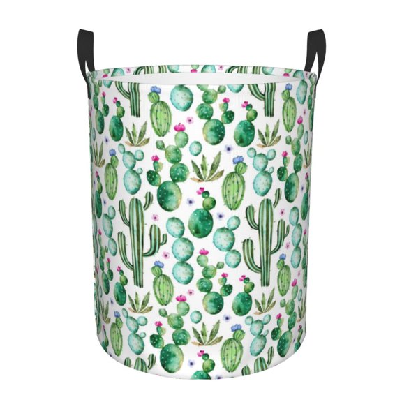 Xecao Cactus Plants1 Print Laundry Hamper Basket,designed for Blanket Storage and Nursery Clothes in the Bedroom