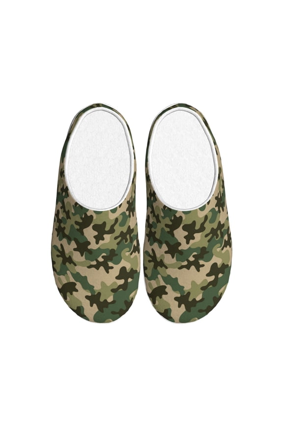 Camouflag Print Cotton Slippers Fuzzy Warm Cozy Slippers Non Slip House Slippers For Indoor Outdoor Cotton Slippers House Slippers-46/47