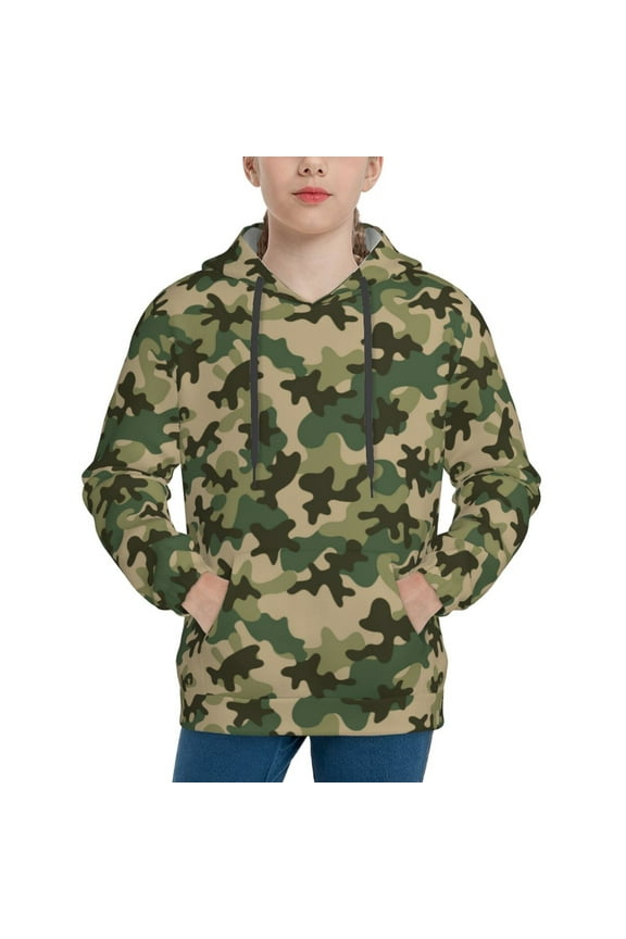 Camouflag Print Youth Hoodie Sweatshirt,Boys Hoodies,Essentials Hoodie-Medium