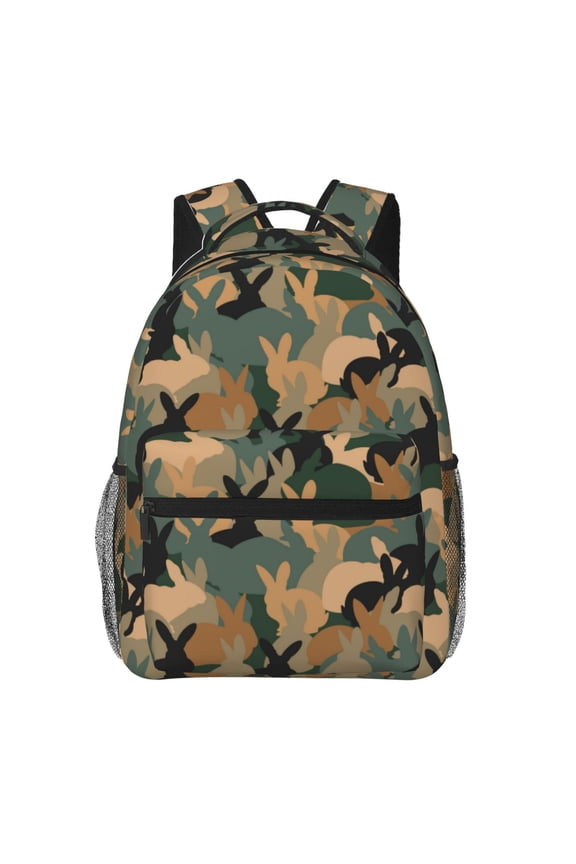 Camouflage Rabbit Backpack, a stylish and functional choice for both men and women, is the perfect basic bookbag for college, work, or travel