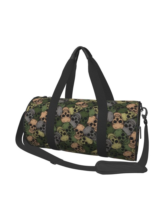 Camouflage Skulls Print Travel Duffle Bag, Bag Carry On Tote Bags for Women, Travel Sport Gym Bag for Men, Hospital Bag for Labor and Delivery