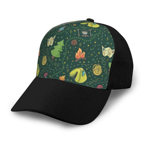 Xecao Camp In The Forest print unisex vintage washed baseball cap, a soft and adjustable hat perfect for any casual style.