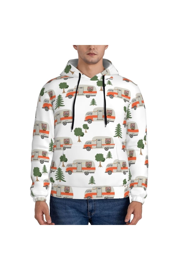 Camp Van Pattern Men's Adult Pullover Hoodie,Hooded Sweatshirt-Large