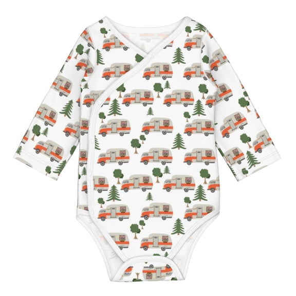Xecao Camp Van Print Baby unisex-baby Cotton Long-sleeve Bodysuits-18 Months