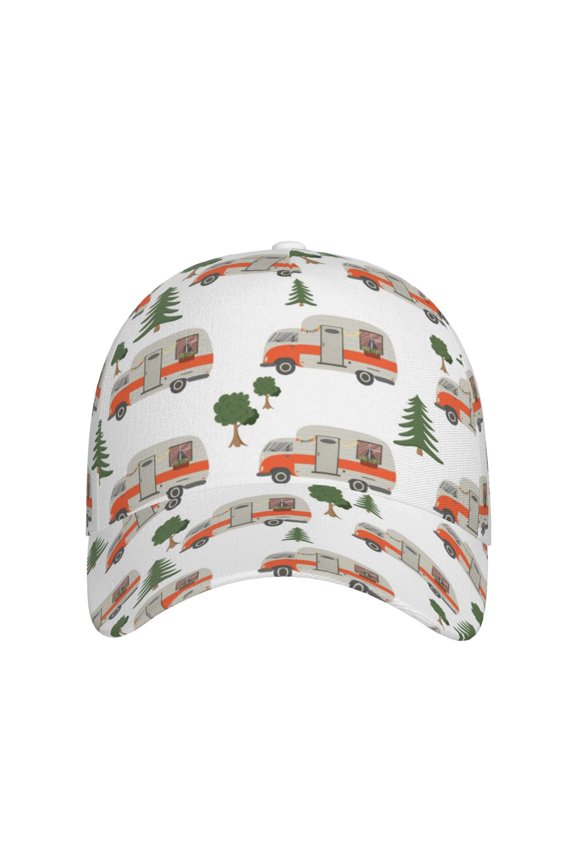 Camp Van for Baseball Cap: Unisex, crafted from classic polyester twill fabric, featuring a soft unconstructed design