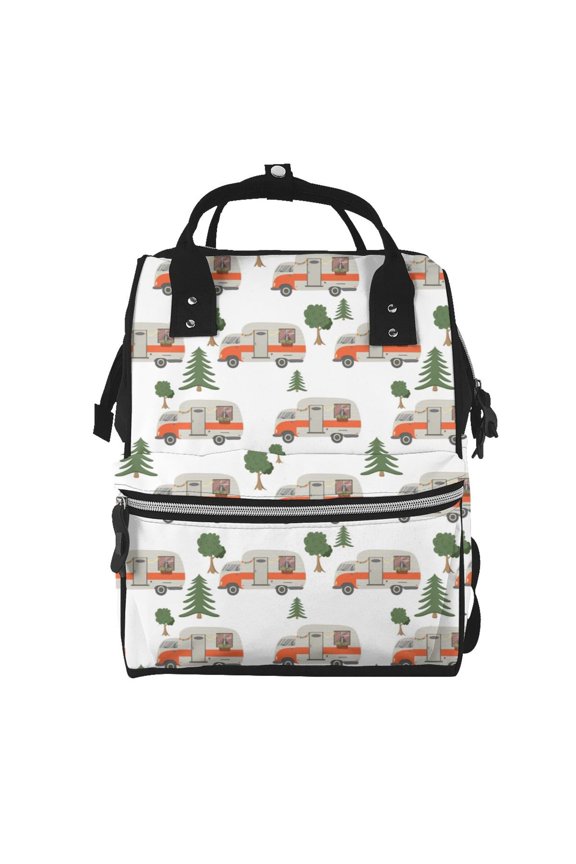 Camp Van print Large Capacity Nappy Bag is a multi-functional waterproof travel backpack, perfect as a nursing bag or mummy backpack for women