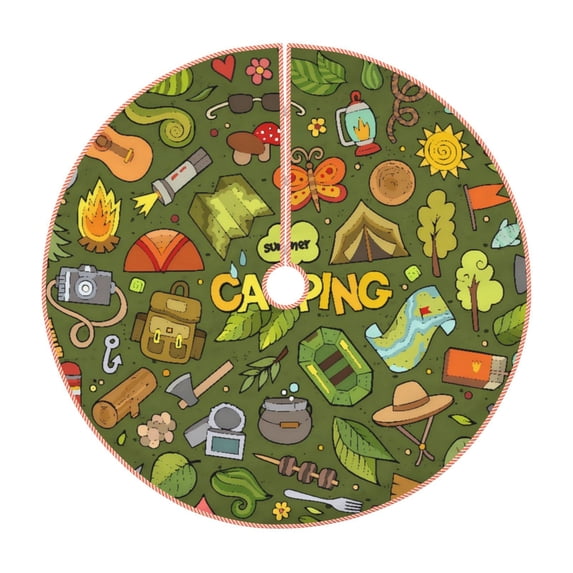 Xecao Camping 1 Pattern Christmas Tree Skirt Holiday Part Decorations for Christmas Tree, Farmhouse Christmas Decor Xmas Holiday Home Party Decorations-36"