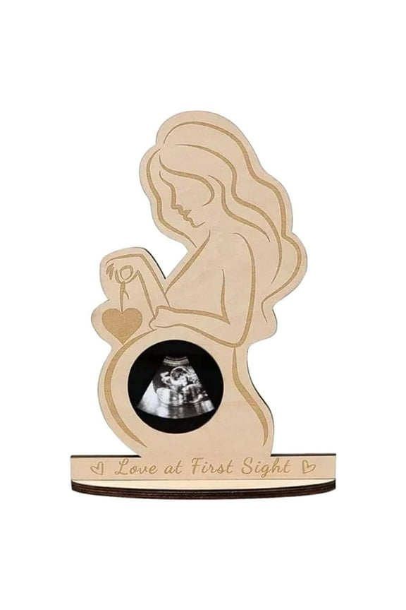 Baby Ultrasound Photo Frame Wooden Sonogram Picture Frame Pregnancy Keepsake Gift for Mom Gender Reveal Baby Shower Birthday Decorations